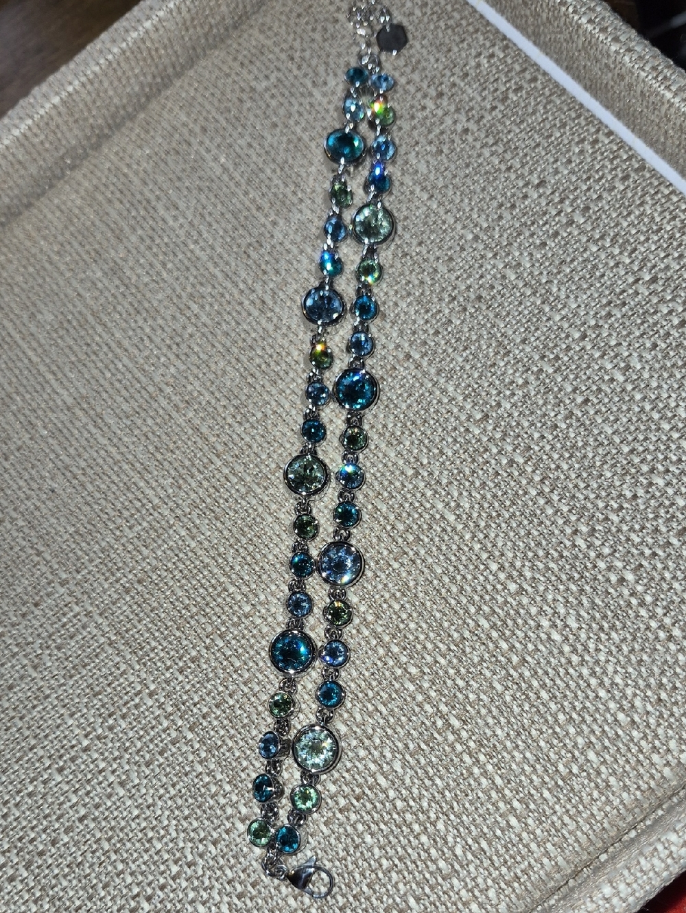 Touchstone Crystal Blue and Green Multi-Crystal Bracelet